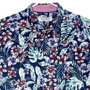 Tommy Bahama The Newport Coast Mens Floral Print Shirt Pima Cotton Large